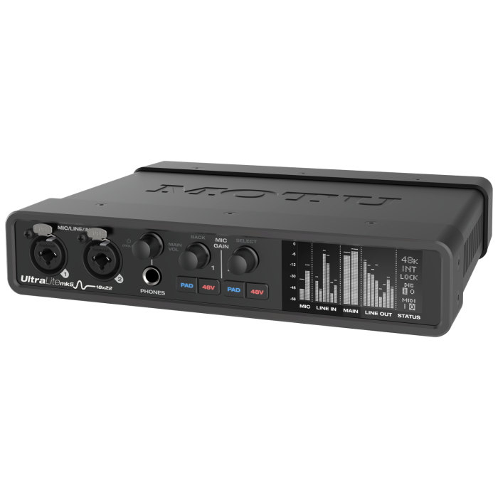 Motu MOTU 04 0036 Ultralite Mk5 USB Ses Kartı (Üst Segment) | 18 Giriş 22 Çıkış, ESS Sabre32 DAC Teknolojisi, Profesyonel Masaüstü Kayıt Çözümü